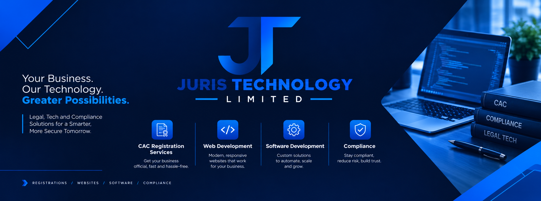 JurisTech services — custom software, websites, business incorporation and legal documents