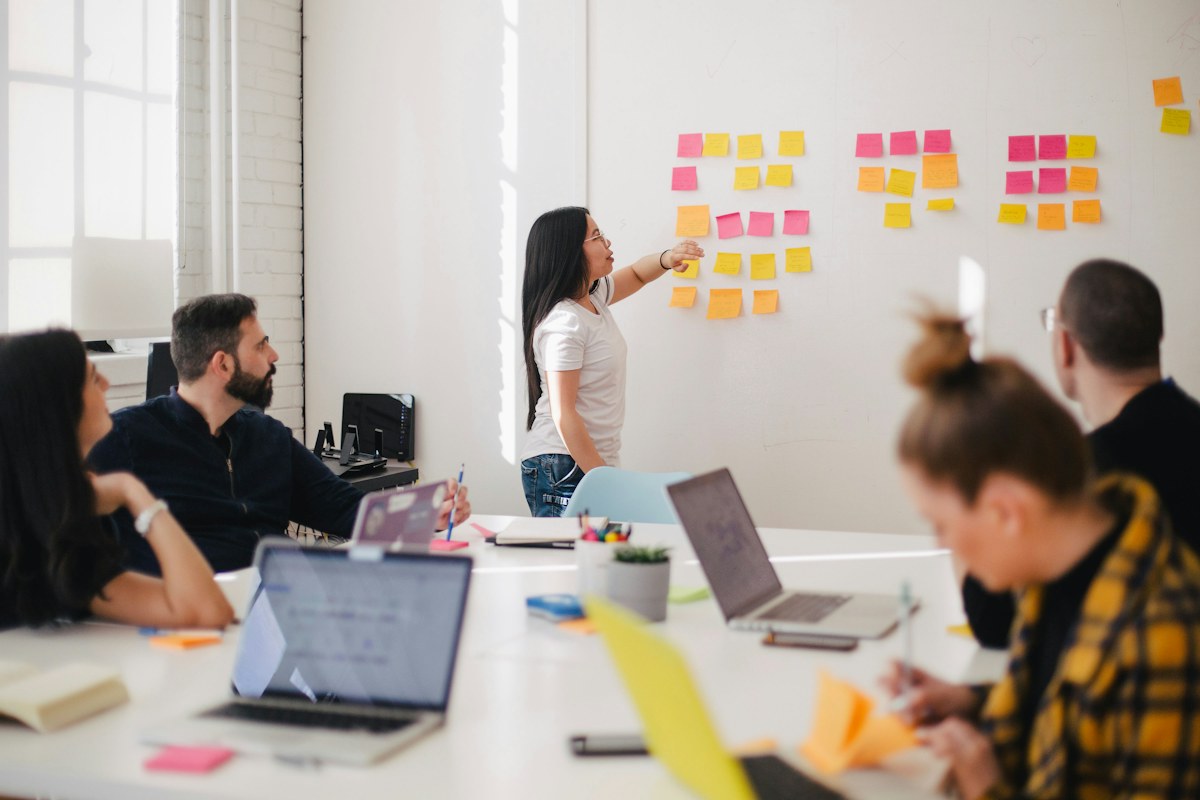 A team mapping out a business growth plan